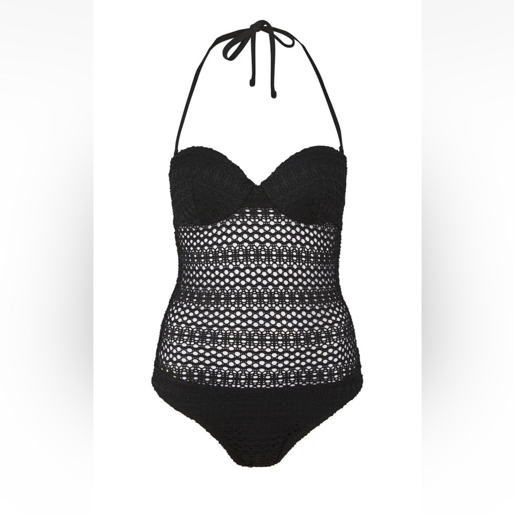 NWT $58 TOPSHOP TOP SHOP NORDSTROM BLACK CROCHET UNDERWIRE ONE PIECE MAILLOT 4